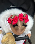 Red Ballet Satin Pigtail Baby Bow Set