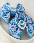 Blue Leopard Capri Baby Bow