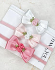 Luxe Satin Rose Capri Baby Bows