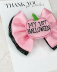 My 1st Halloween Pink Satin Capri Baby Bow l