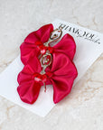 Red Ballet Satin Pigtail Baby Bow Set
