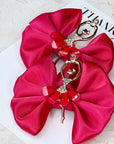 Red Ballet Satin Pigtail Baby Bow Set