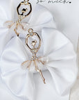 White Ballet Satin Pigtail Baby Bow Set