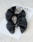 Black Ballet Satin Pigtail Baby Bows