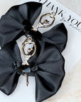Black Ballet Satin Pigtail Baby Bows