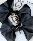 Black Ballet Satin Pigtail Baby Bows