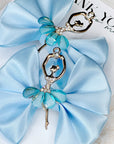 Blue Ballet Satin Pigtail Baby Bow Set