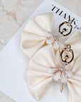 Ivory Ballet Satin Pigtail Baby Bow Set
