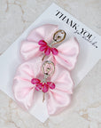 Pink Ballet Satin Pigtail Baby Bow Set