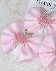 Pink Flower Ballet Dancer Baby Bow
