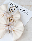 Ivory Ballet Satin Pigtail Baby Bow Set