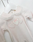 Pink Velour Heart & Lace All In One