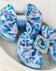 Blue Leopard Capri Baby Bow