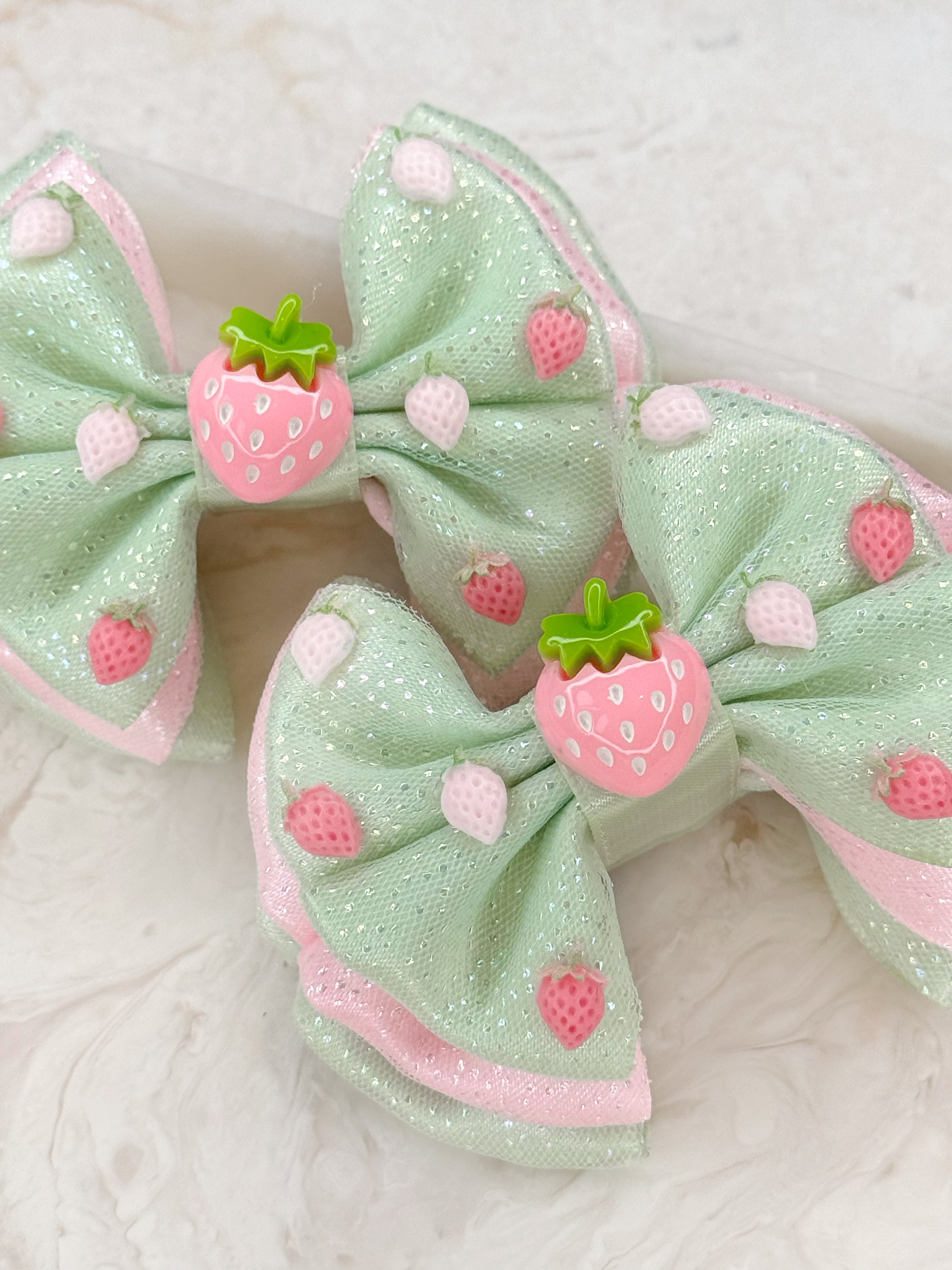 Strawberry Matcha Capri Baby Bow