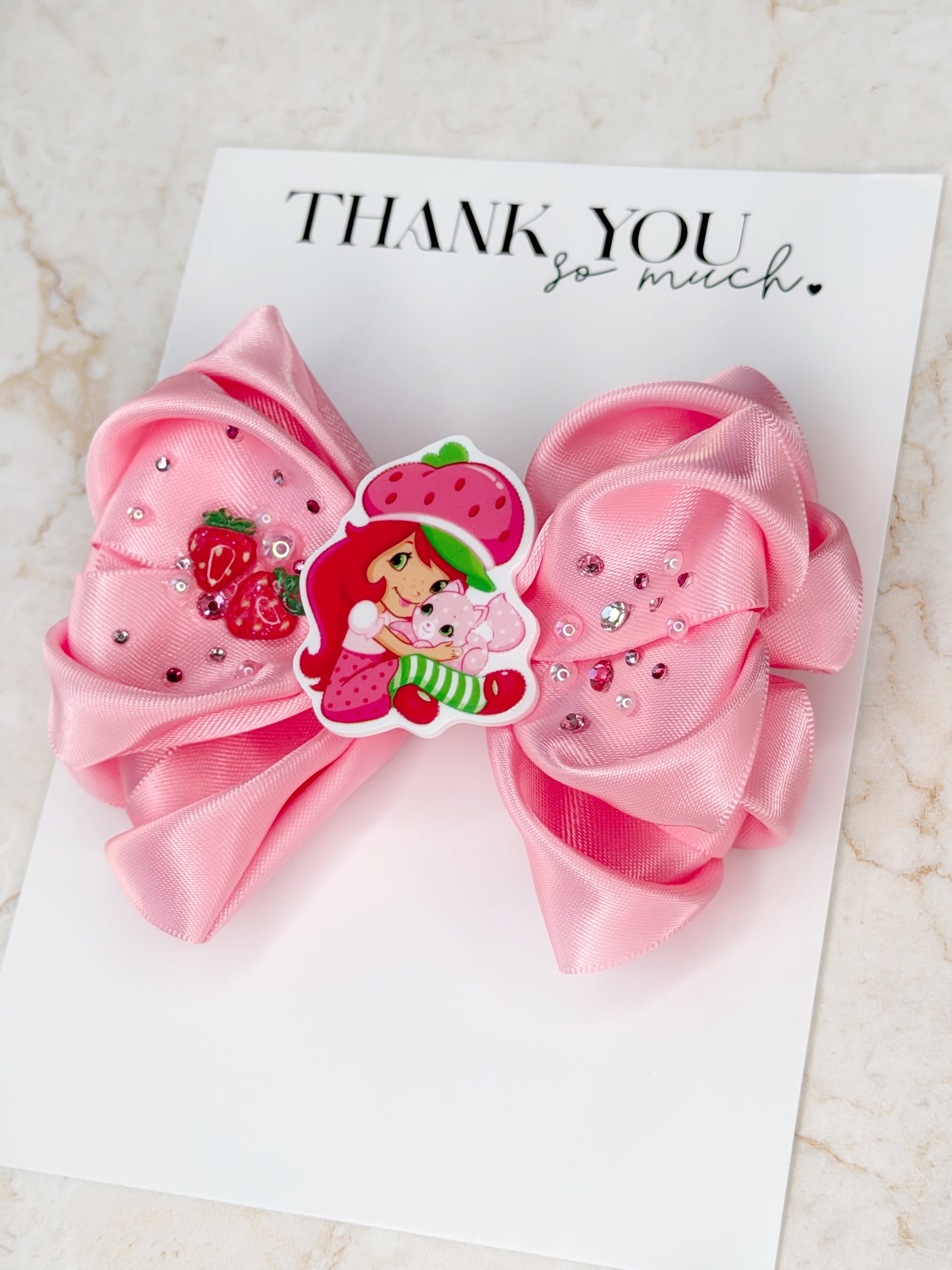 Strawberry Girly Ivy Satin Bow