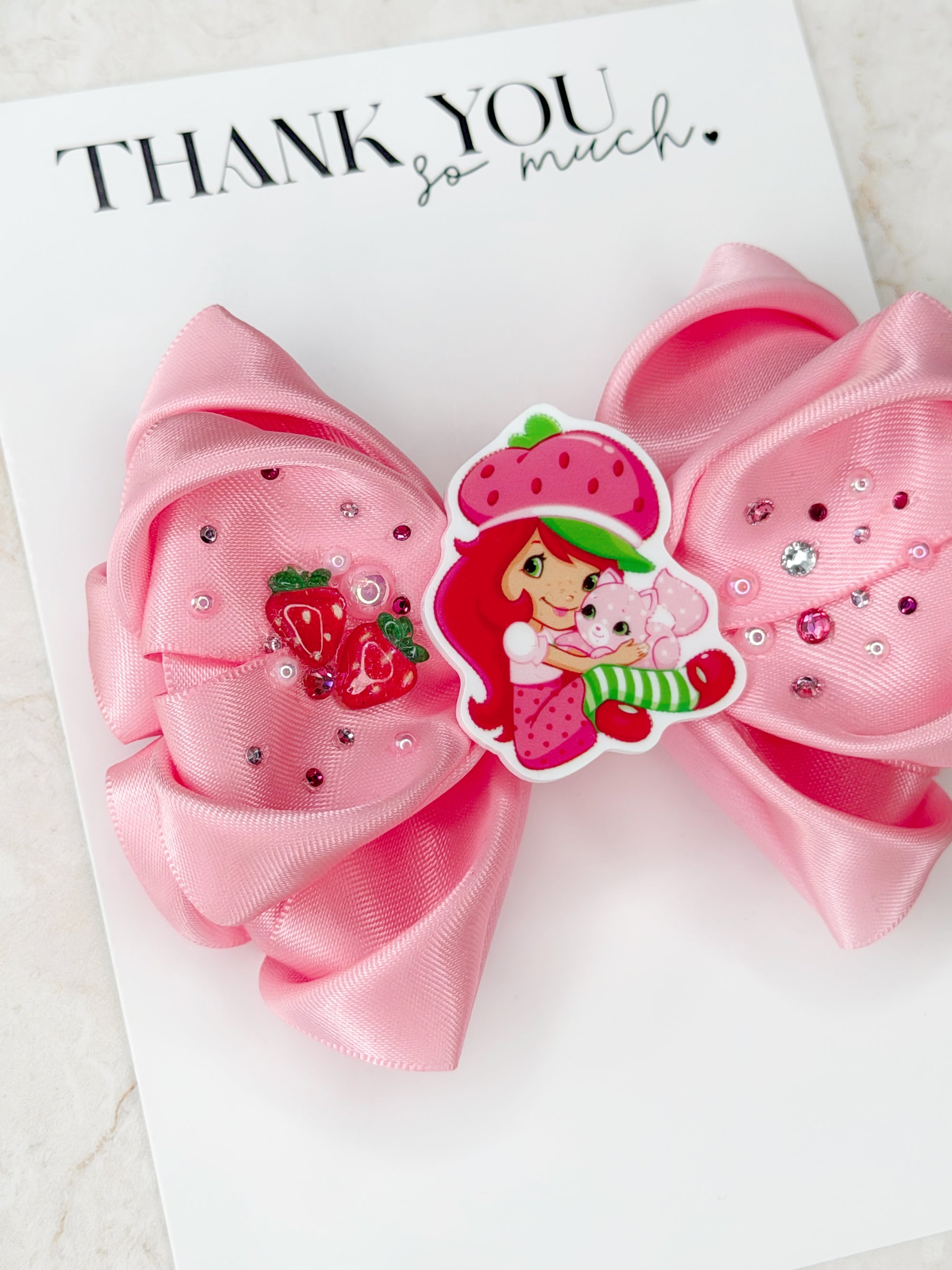 Strawberry Girly Ivy Satin Bow