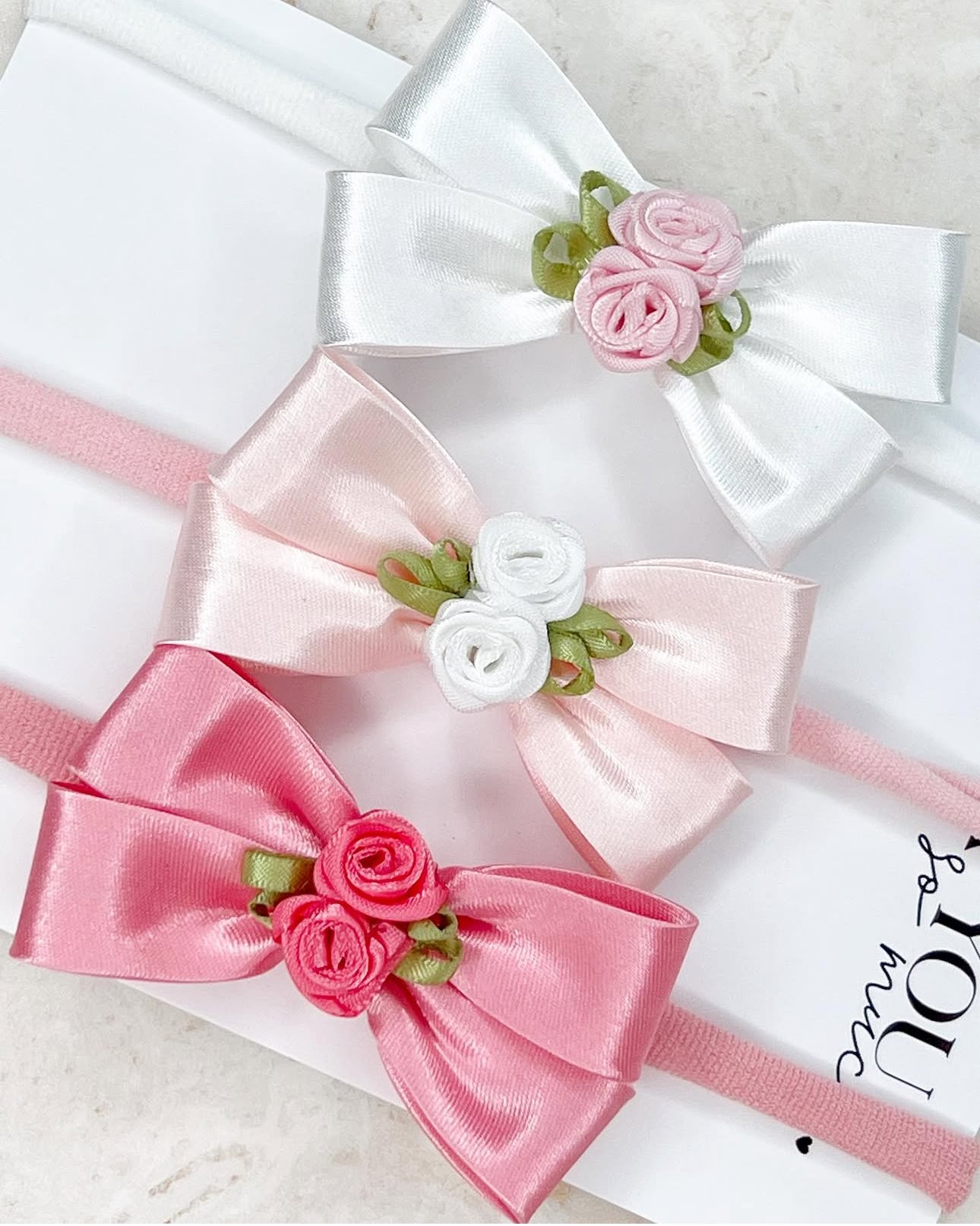 Luxe Satin Rose Capri Baby Bows