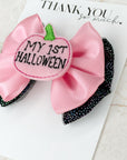 My 1st Halloween Pink Satin Capri Baby Bow l