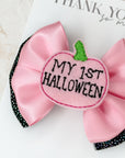 My 1st Halloween Pink Satin Capri Baby Bow l