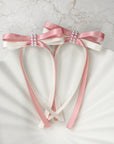 Our Ivory & Dusky Pink Two Toned Pearl Bambi Girls Bow
