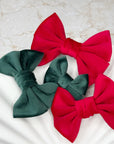 Festive Velvet Capri Baby Bows