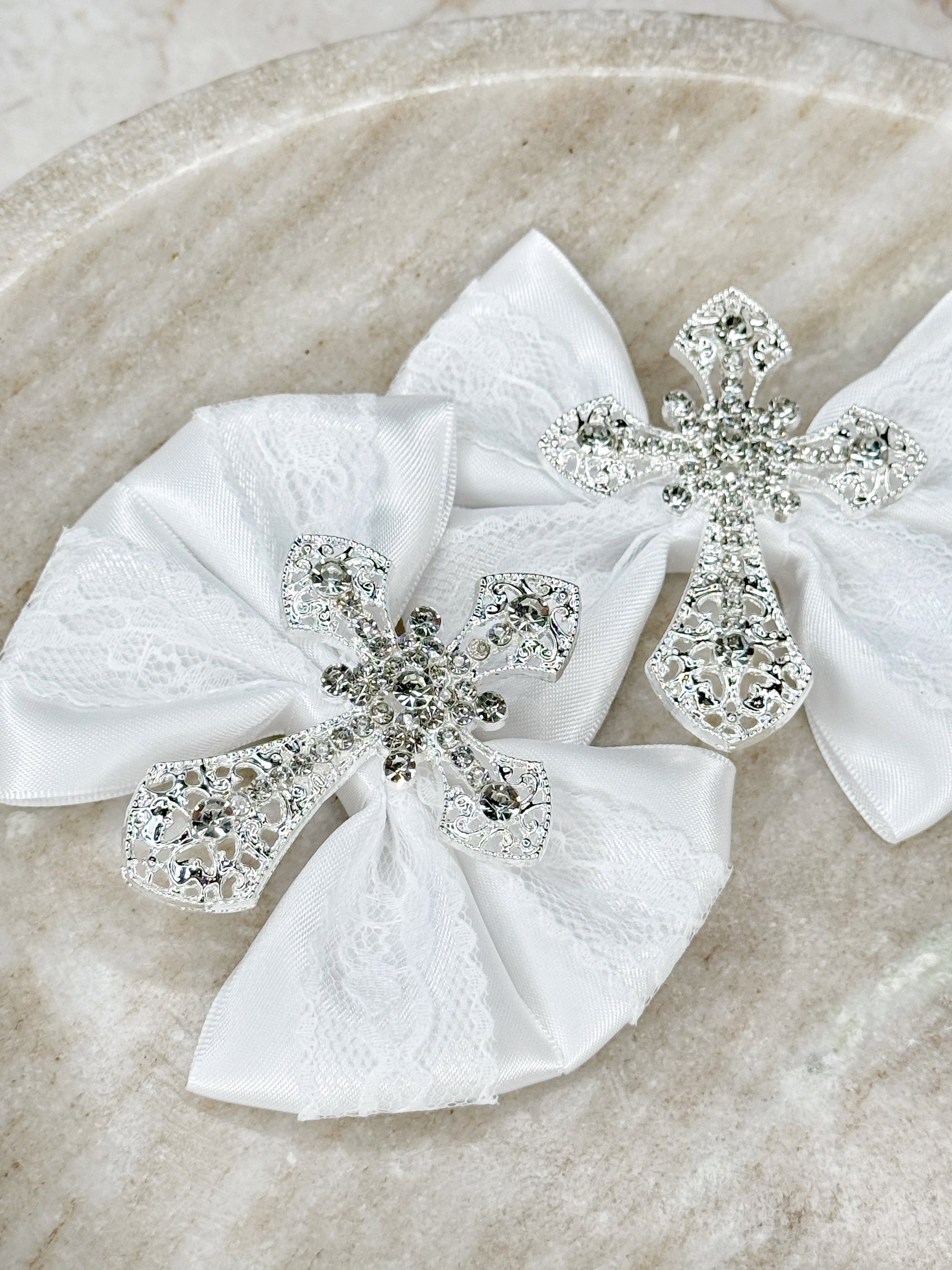 Christening Crucifix Capri Bow