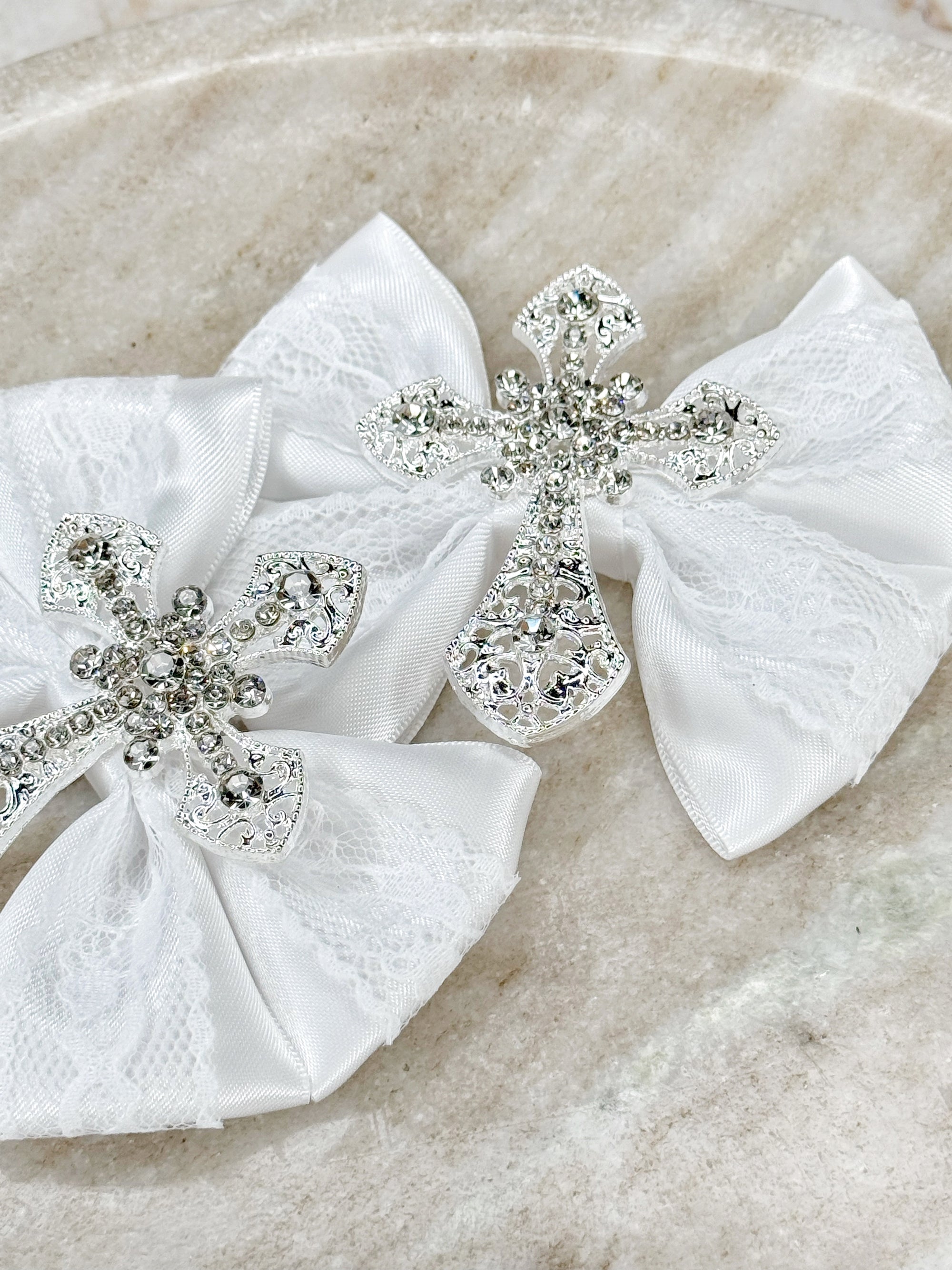 Christening Crucifix Capri Bow