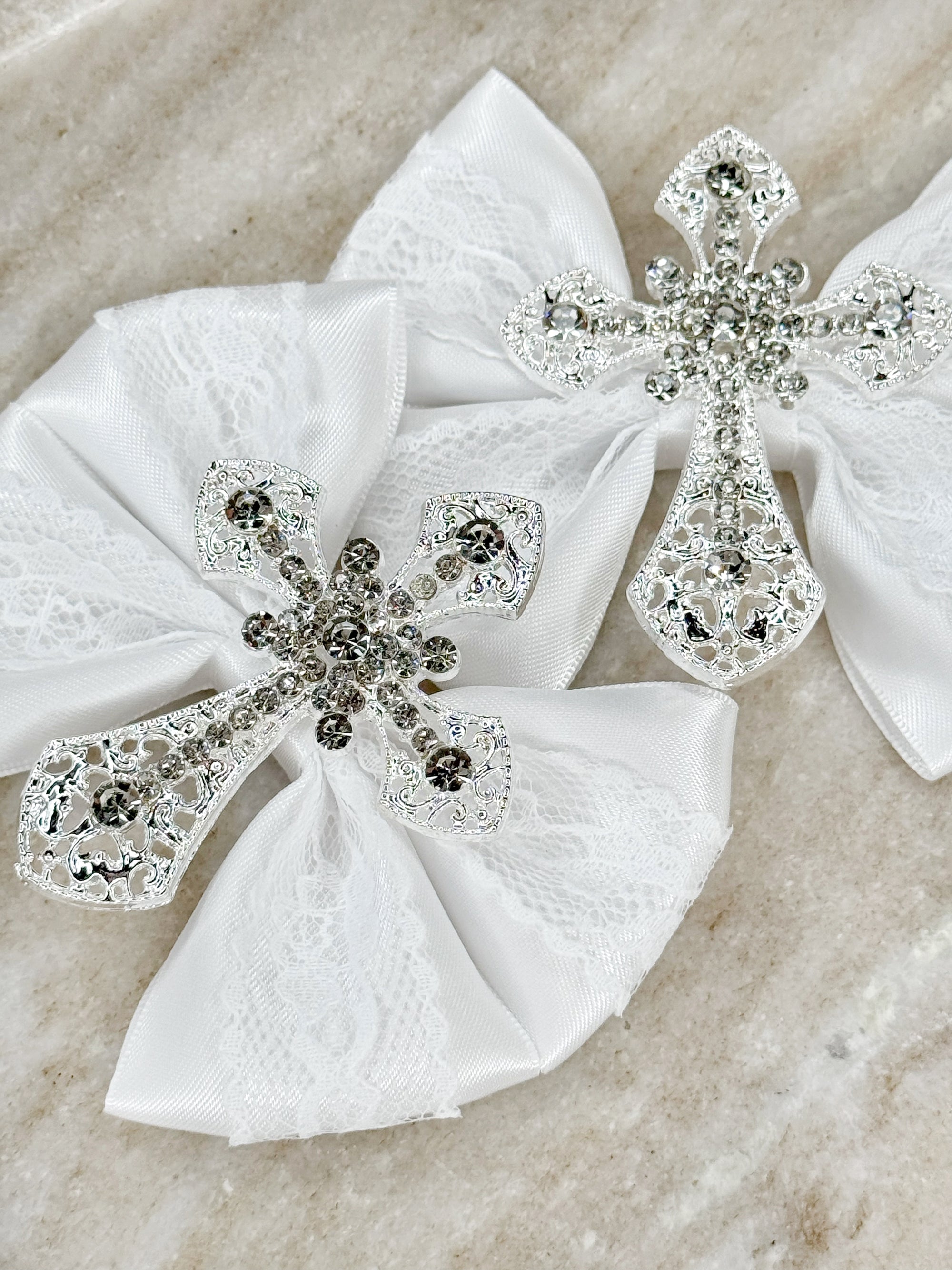 Christening Crucifix Capri Bow
