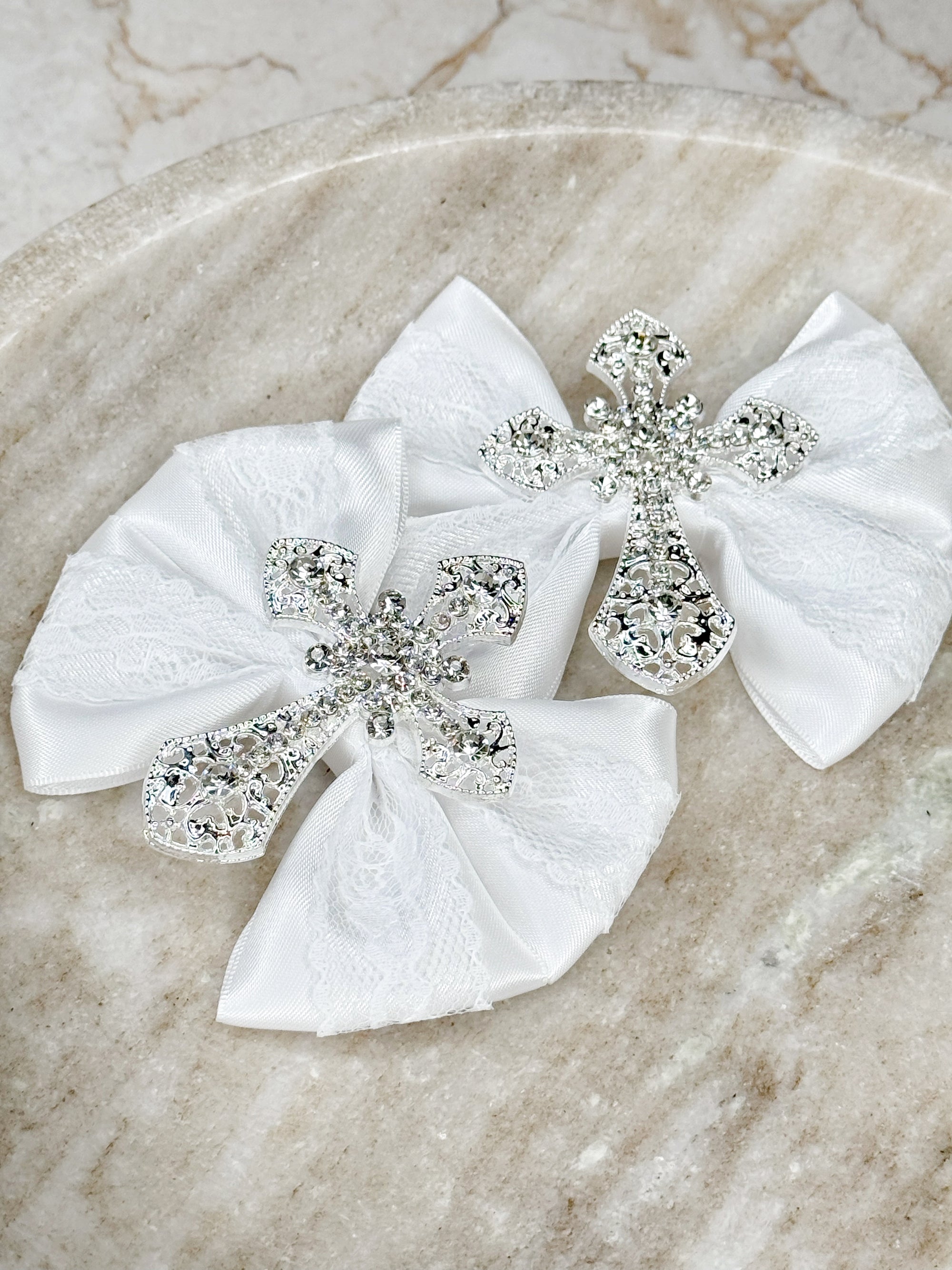 Christening Crucifix Capri Bow