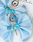 Blue Ballet Satin Pigtail Baby Bow Set