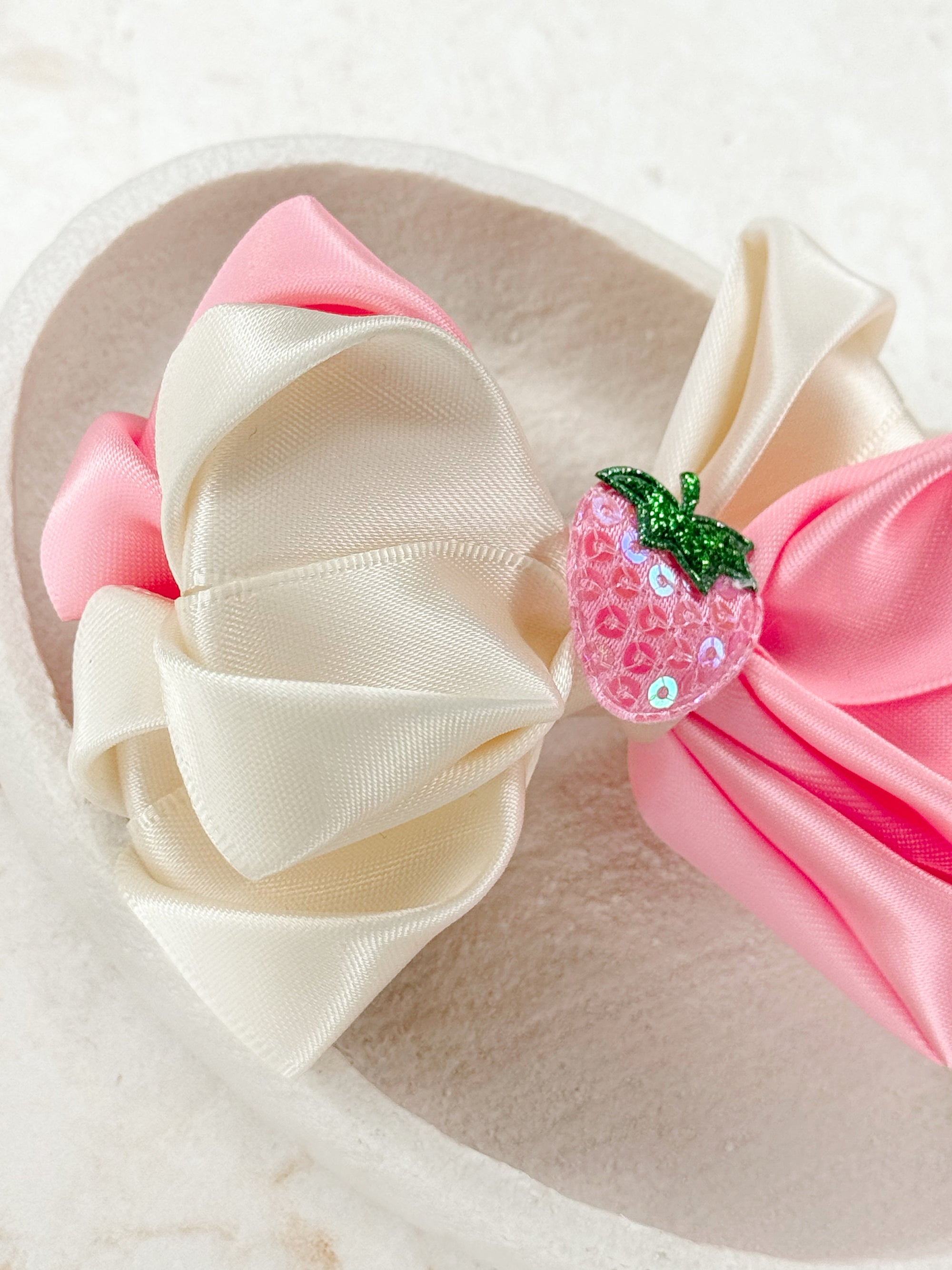 Strawberry Cheesecake Ivy Satin Bow