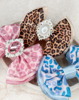 Blue Leopard Capri Baby Bow