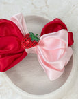 Strawberry Milkshake Ivy Satin Bow