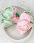 Strawberry Matcha Ivy Satin Bow