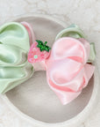 Strawberry Matcha Ivy Satin Bow