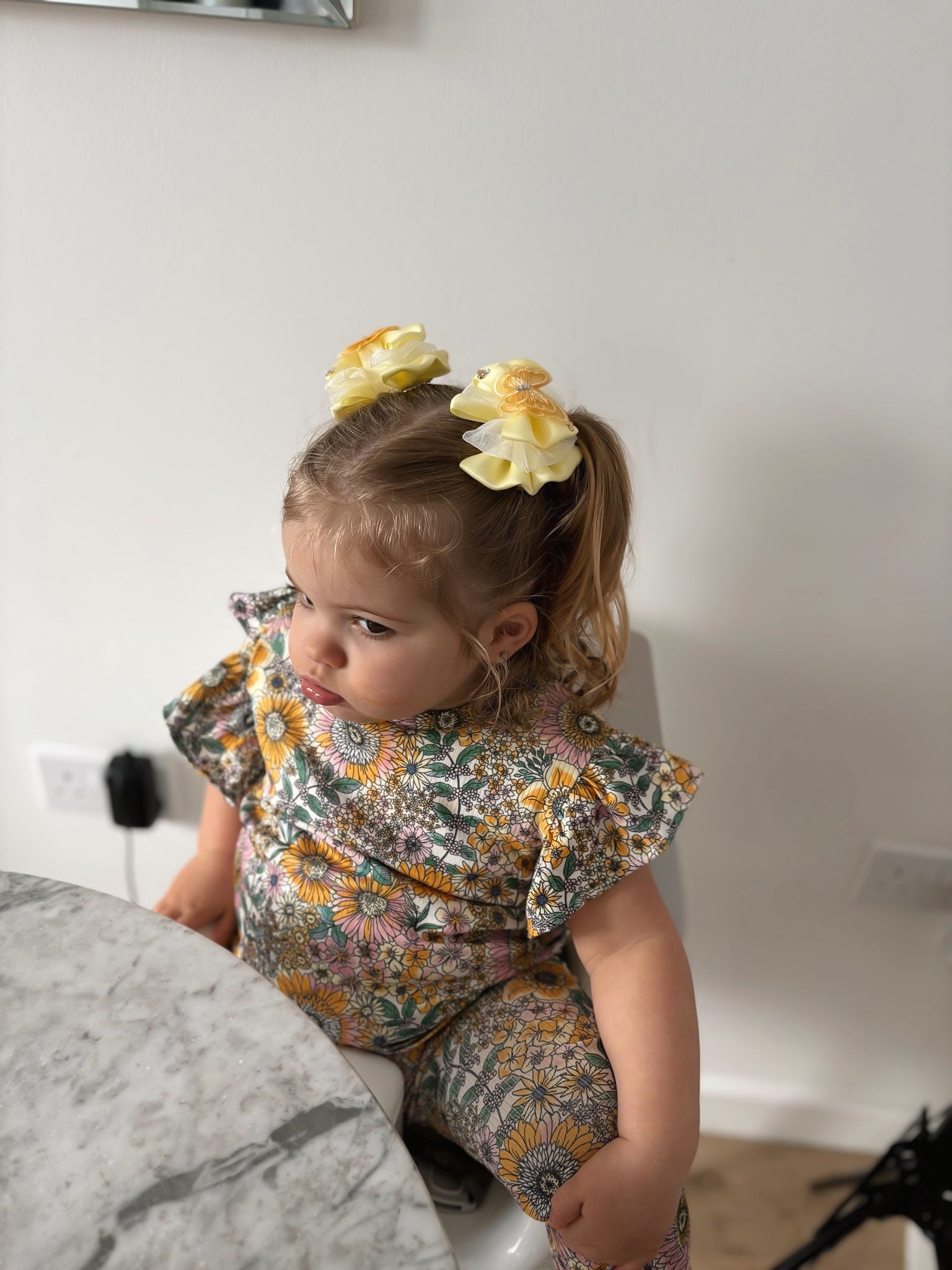 Butterflies In Bloom Lemon Baby Bow