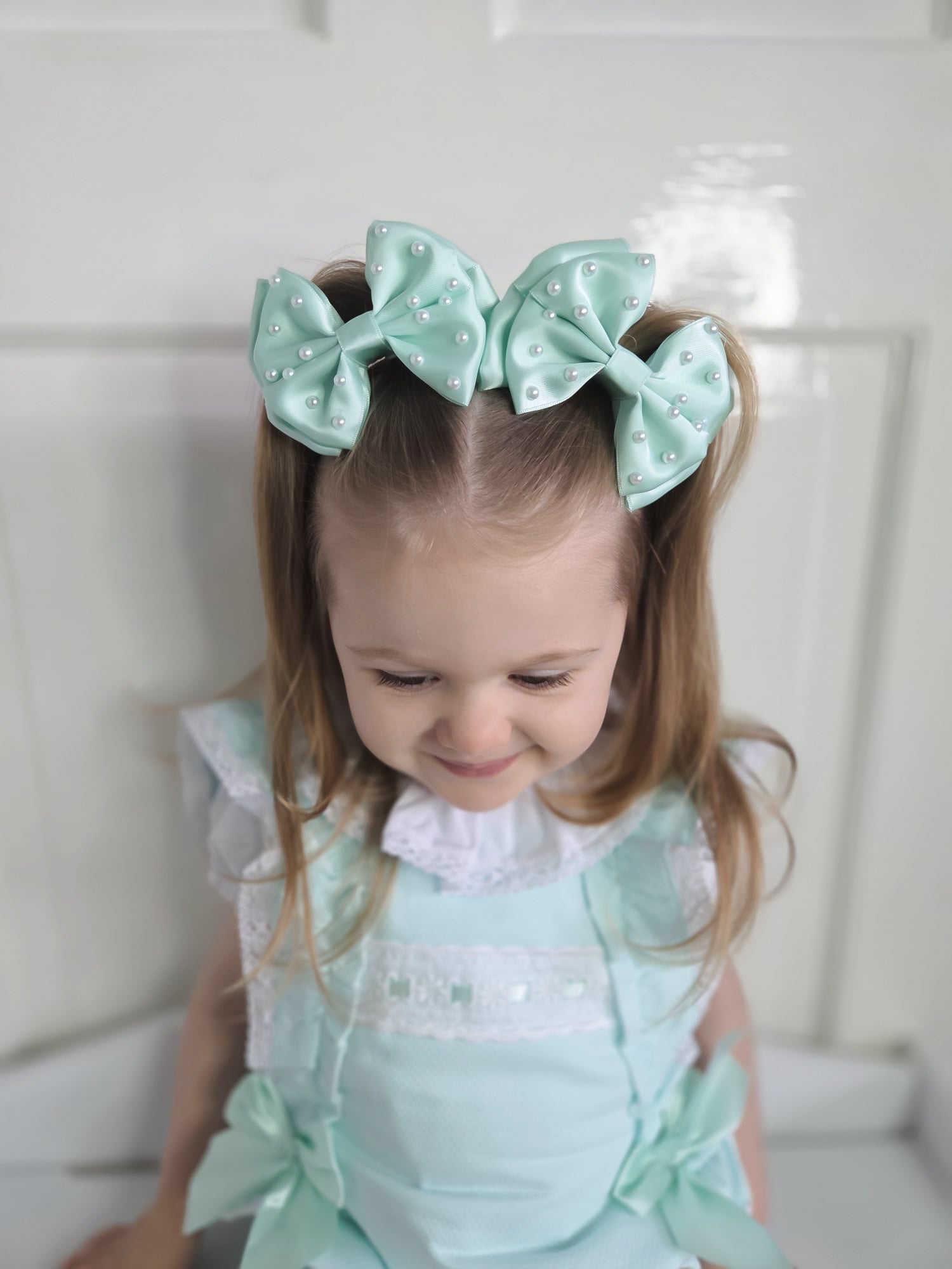 Our Satin Pearl Capri Baby Bows