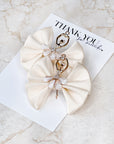 Ivory Ballet Satin Pigtail Baby Bow Set