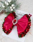 Step Into Christmas Satin & Sequin Baby Bow