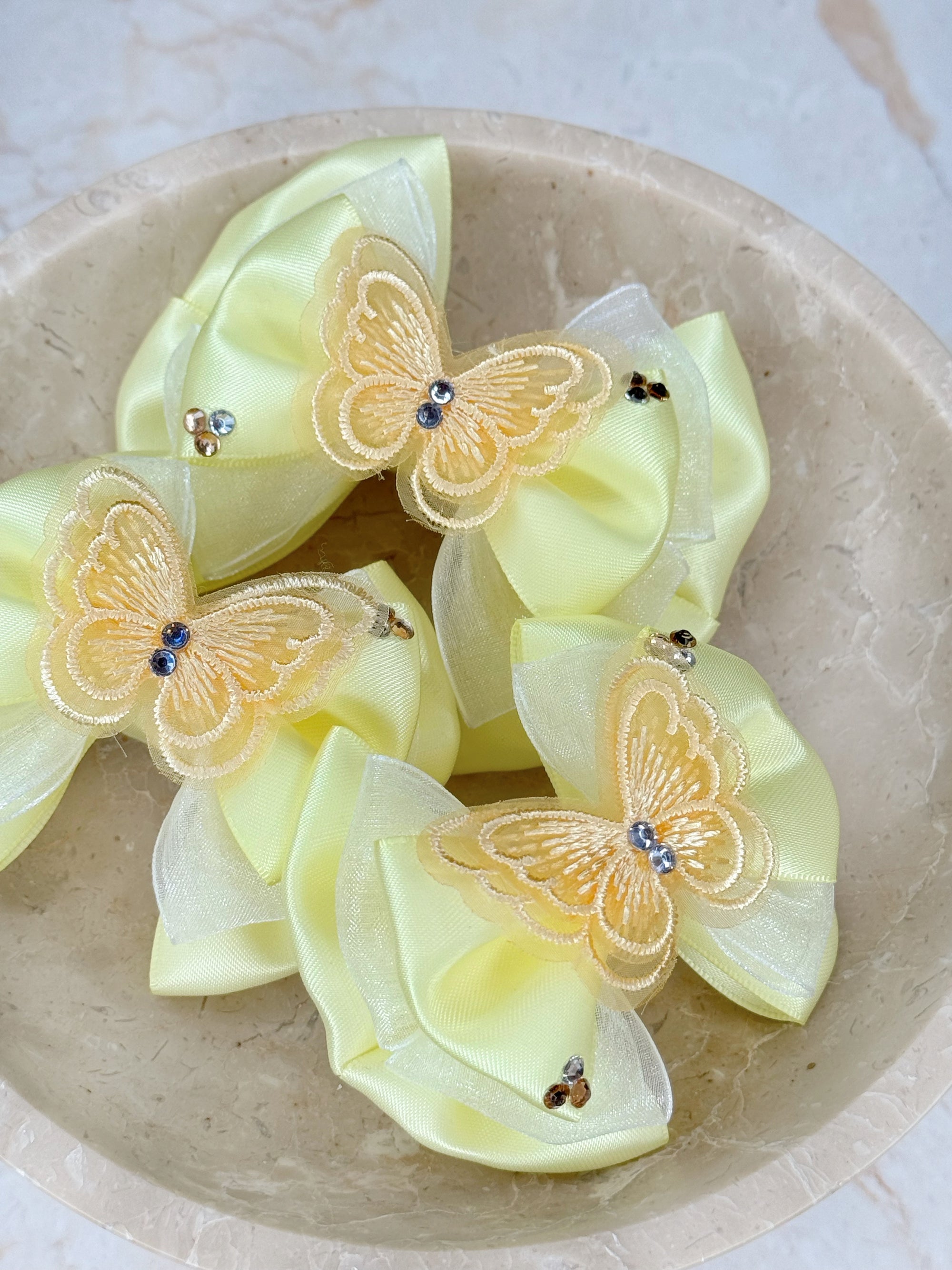 Butterflies In Bloom Lemon Baby Bow