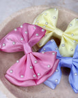 Our Satin Pearl Capri Baby Bows